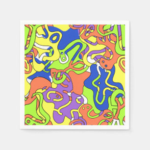Abstract Neon Doodle Maze Pattern Napkins