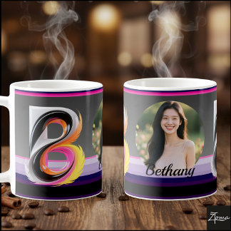 Abstract Neon Fluid Letter B Feather Coffee Mug