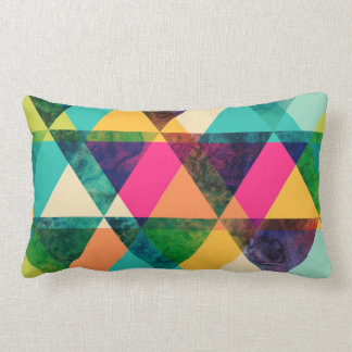 Abstract Neon Geometric Print Triangles Lumbar Pillow