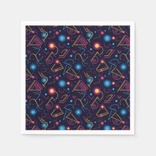 Abstract neon geometric shapes design napkins