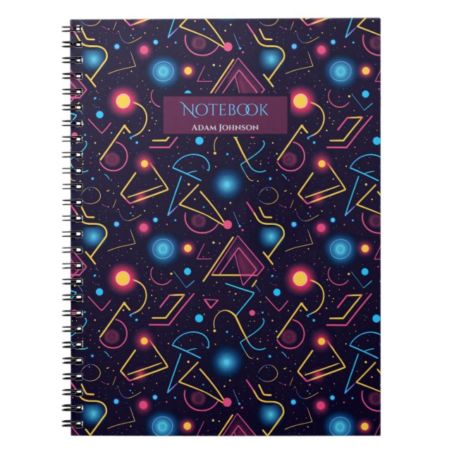 Abstract neon geometric shapes design notebook (Front)