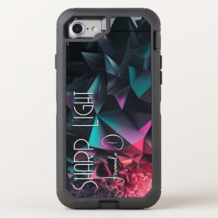 Abstract Neon Geometric Sharp Light Shapes Black OtterBox Defender iPhone SE/8/7 Case