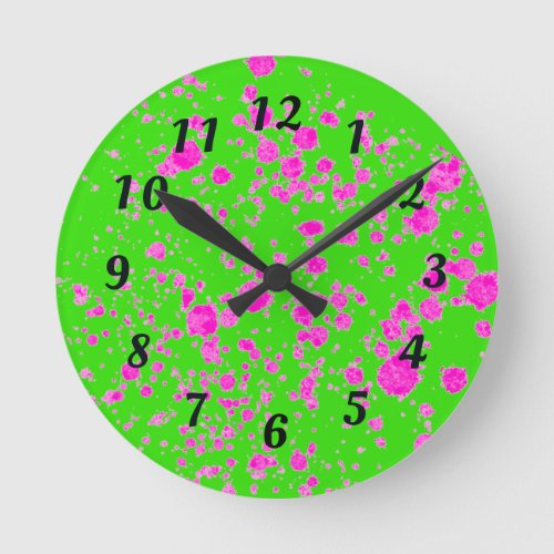 Abstract Neon Green and Purple Retro Wall Clock
