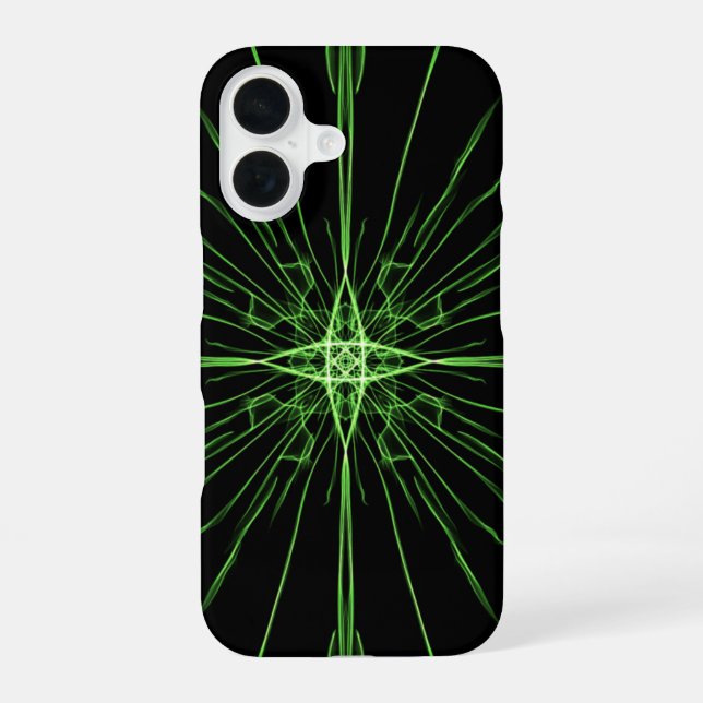 Abstract Neon Green Black Symmetry iPhone Case (Back)