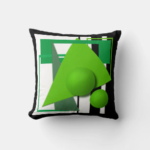 Abstract neon green geometric shapes circle sphere throw pillow