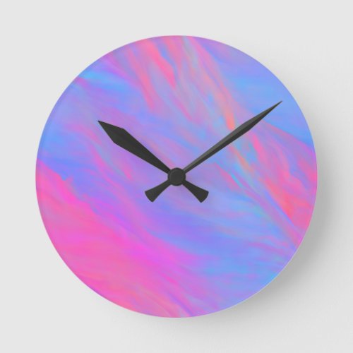 Abstract Neon Ink Flow Round Clock