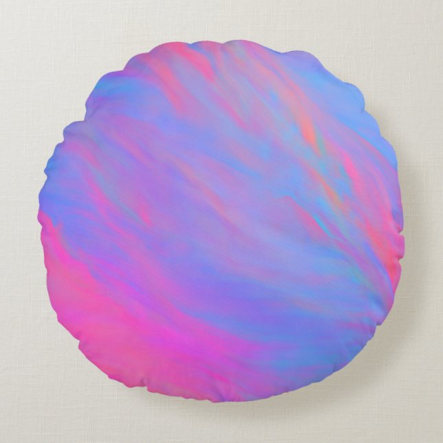 Abstract Neon Ink Flow Round Pillow (Front)