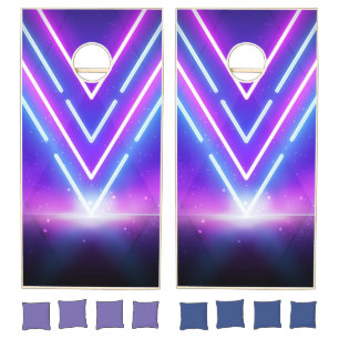 Abstract Neon Lights Cornhole Set