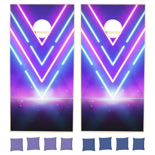 Abstract Neon Lights Cornhole Set (Set)