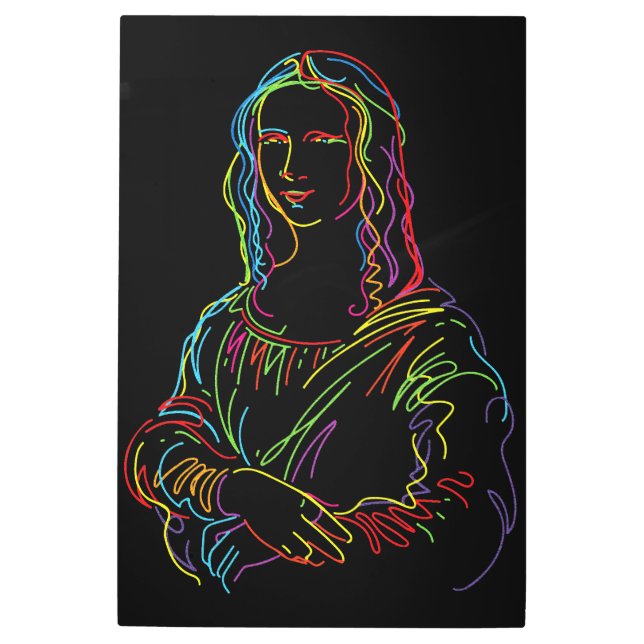 Abstract Neon Mona Lisa Line Art (Front)