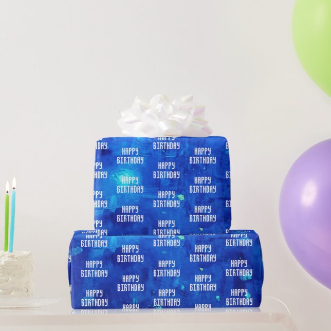 Abstract Neon Outer Space Birthday Wrapping Paper (Party Gifts)