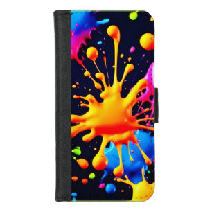 Abstract Neon Paint Splash Artwork iPhone 8/7 Wallet Case