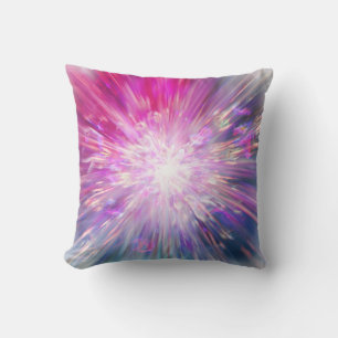 Abstract Neon Pink and Blue Energy Blast Graphic Throw Pillow