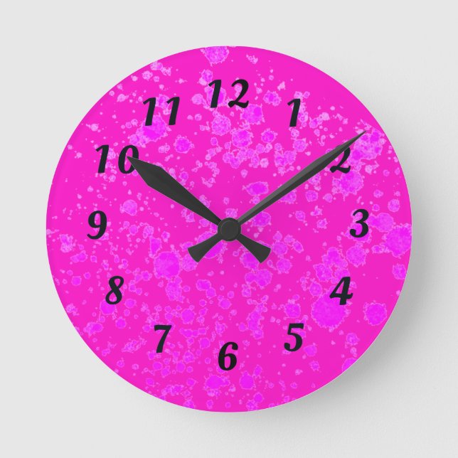 Abstract Neon Purple and Black Retro Wall Clock (Front)
