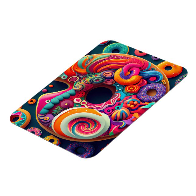 Abstract Neon Rainbow Donut Art Magnet (Left Side)