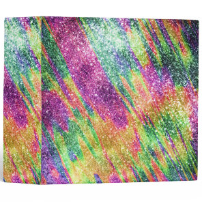 Abstract Neon Rainbow Sparkly Glitter 3 Ring Binder