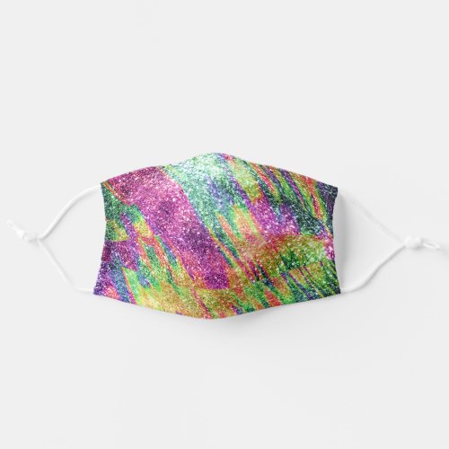 Abstract Neon Rainbow Sparkly Glitter Pattern Adult Cloth Face Mask