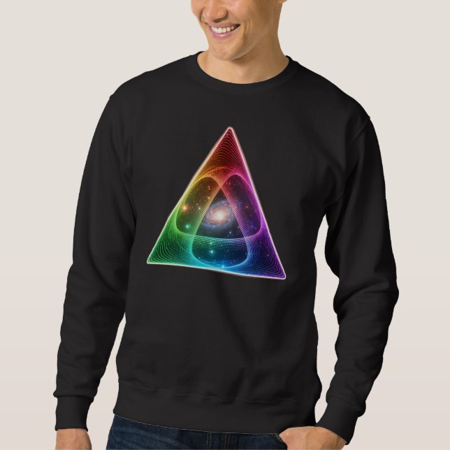 Abstract Neon Rainbow Triangle Geometric Prism Art Sweatshirt (Front)