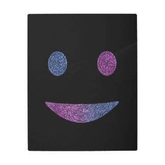 Abstract Neon Smile – Modern Minimalist Digital  Metal Print