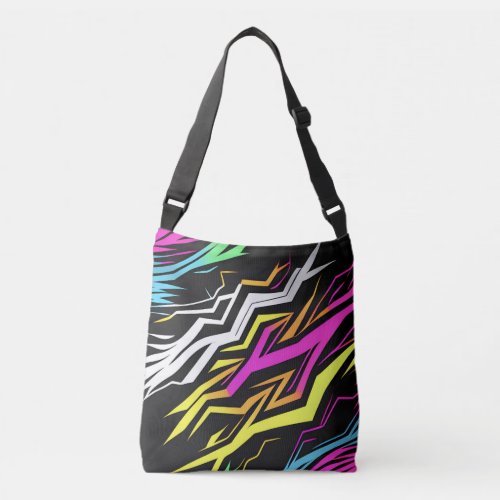 Abstract Neon Stripes Crossbody Bag