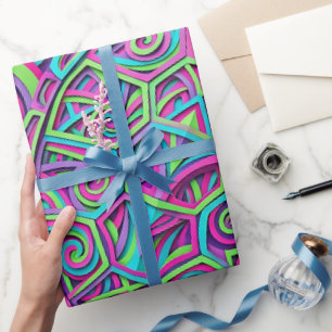 Abstract Neon Turtle Shell Modern Wrapping Paper