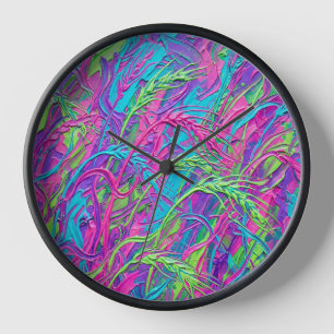 Abstract Neon Wheat Field Art Clocks
