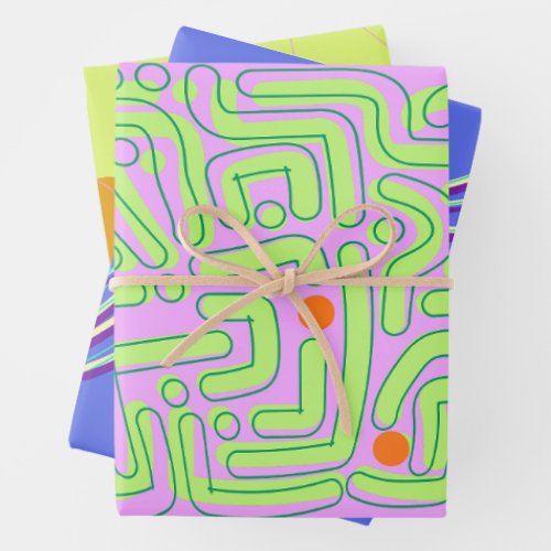Abstract Neon Wrapping Paper Sheets