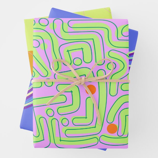 Abstract Neon Wrapping Paper Sheets (In situ)