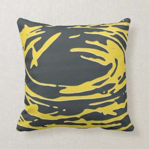 Abstract Nest in Gray and Yellow Throw Pillow