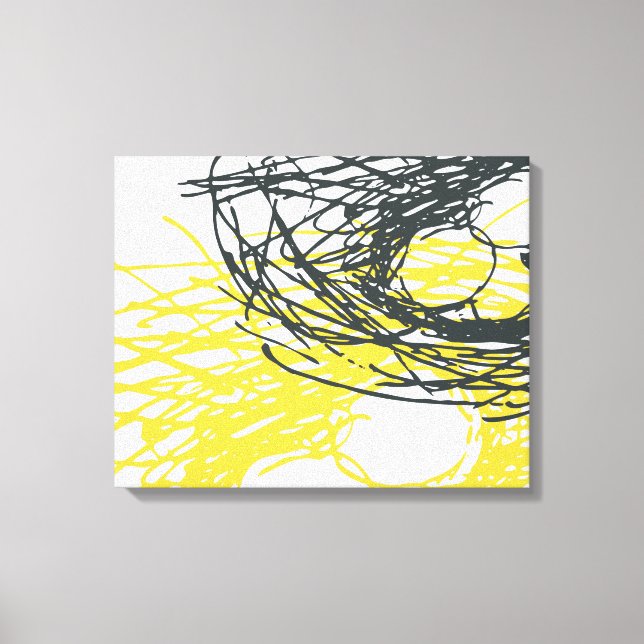 Abstract Nest in White, Gray and Yellow Canvas Print (Front)