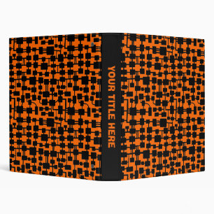 Abstract Network (1.0in) - Black on Orange FF6600 3 Ring Binder