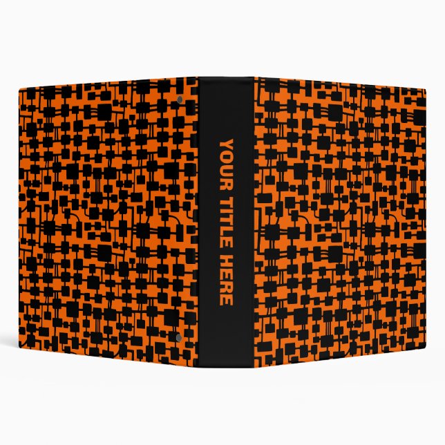Abstract Network (1.5in) - Black on Orange FF6600 Binder (Background)