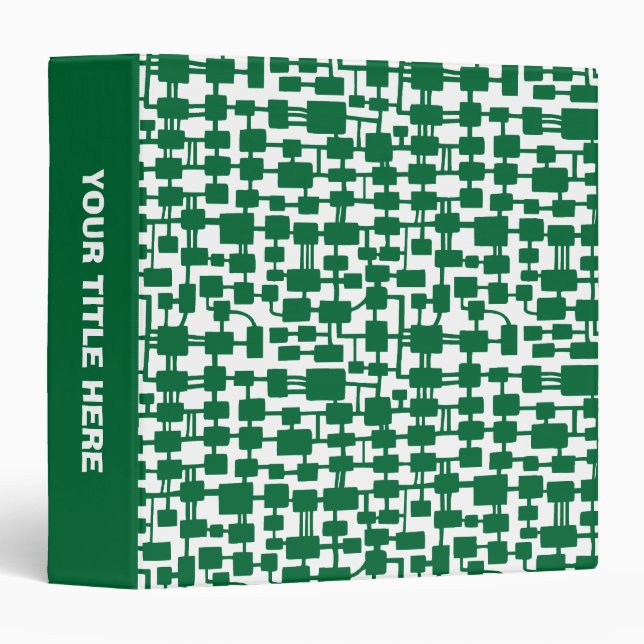 Abstract Network (1.5in) - Forest Green on White 3 Ring Binder (Front/Spine)