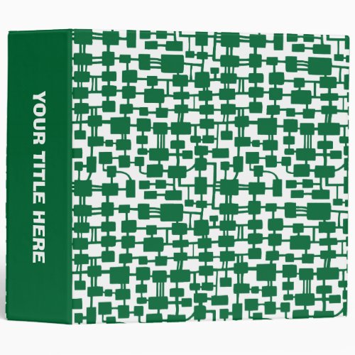 Abstract Network 20in _ Forest Green on White 3 Ring Binder
