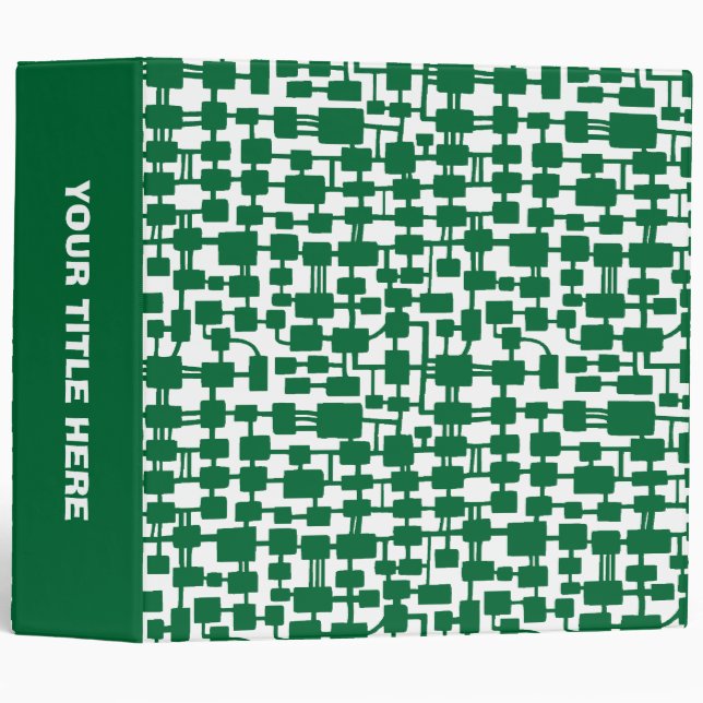 Abstract Network (2.0in) - Forest Green on White 3 Ring Binder (Front/Spine)