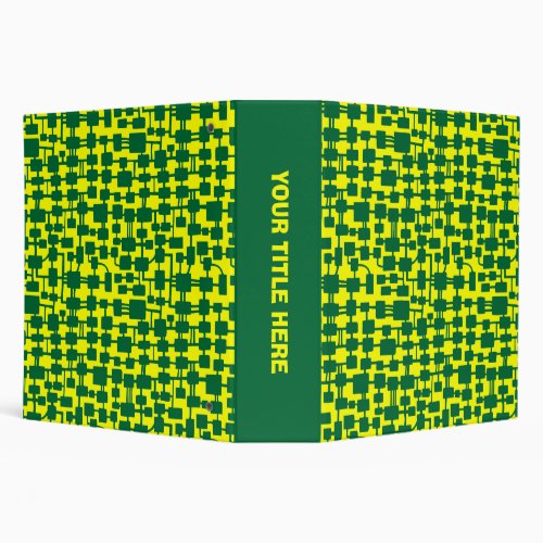 Abstract Network 20in _ Forest Green on Yellow 3 Ring Binder