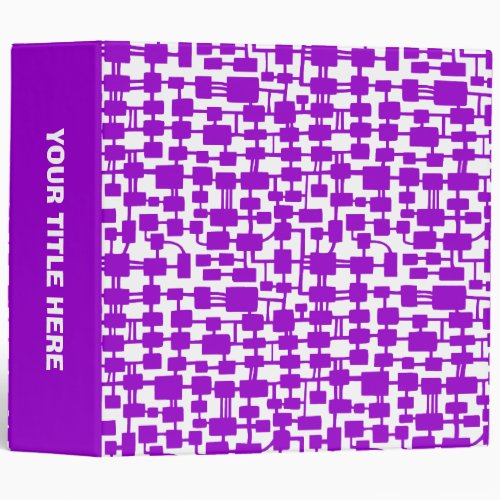 Abstract Network 20in _ Purple on White 3 Ring Binder