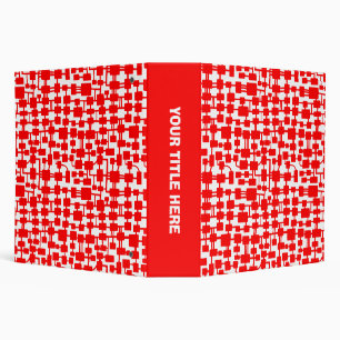 Abstract Network (2.0in) - Red on White 3 Ring Binder