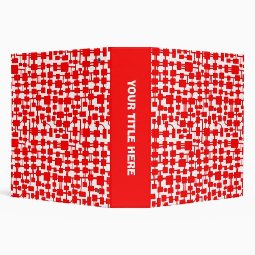 Abstract Network 20in _ Red on White 3 Ring Binder