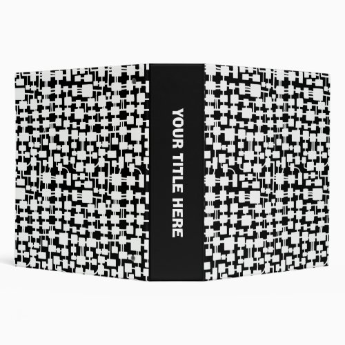 Abstract Network 20in _ White on Black 3 Ring Binder