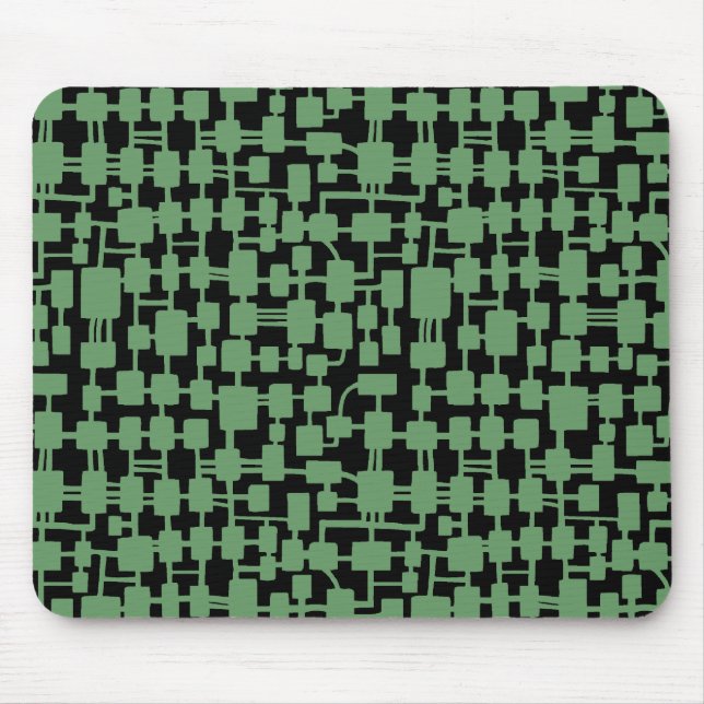 Abstract Network - Army Green on Black Mouse Pad (Front)