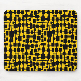 Abstract Network - Black on Amber FFCC00 Mouse Pad