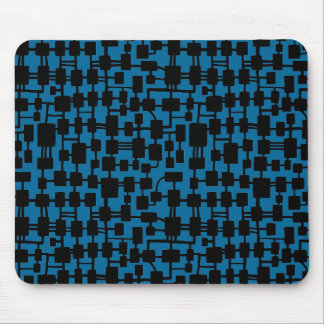 Abstract Network - Black on Blue 006699 Mouse Pad