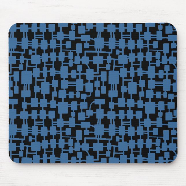 Abstract Network - Desert Blue on Black Mouse Pad (Front)