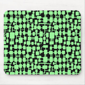 Abstract Network - Mint Green on Black Mouse Pad