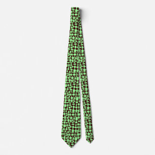 Abstract Network - Mint Green on Dark Brown 330000 Neck Tie