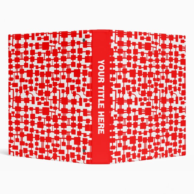 Abstract Network - Red on White 3 Ring Binder (Background)