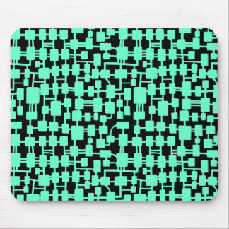 Abstract Network - Turquoise on Black Mouse Pad