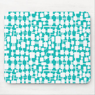 Abstract Network - White on Aqua Blue 0ABAB5 Mouse Pad
