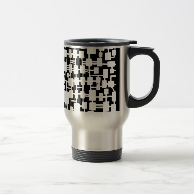 Abstract Network - White on Black Travel Mug (Right)